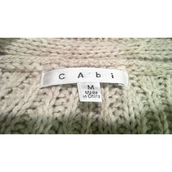 CAbi Womens Oatmeal Wool Blend Cable Knit Vest Cardigan Style #499 Size M. - Picture 6 of 9
